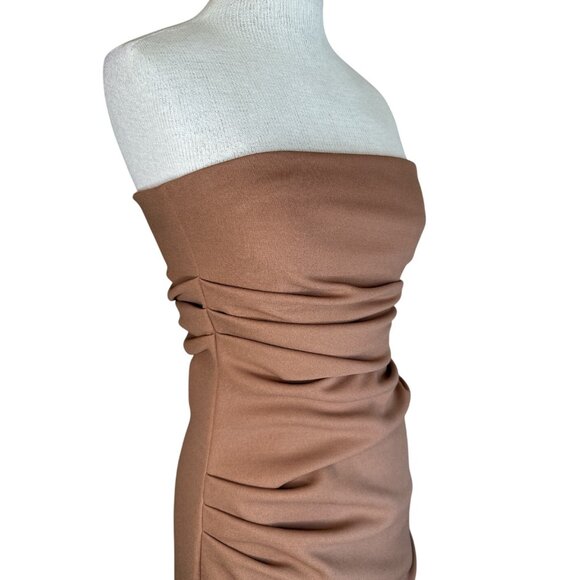 MISHA Calandra Dress in Praline 6 Womens Midi Ruched Cocktail Party - Picture 7 of 14